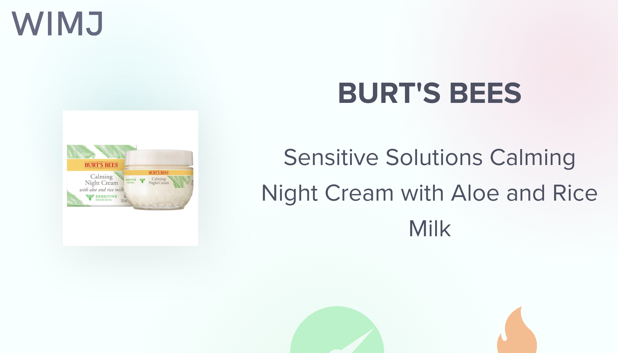 Review: Burt's Bees - Sensitive Solutions Calming Night Cream with